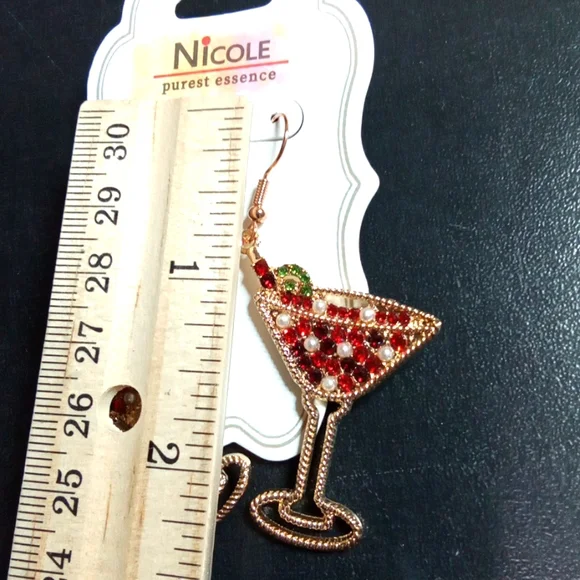 Cocktail Rhinestone Earrings - Picture 4 of 5